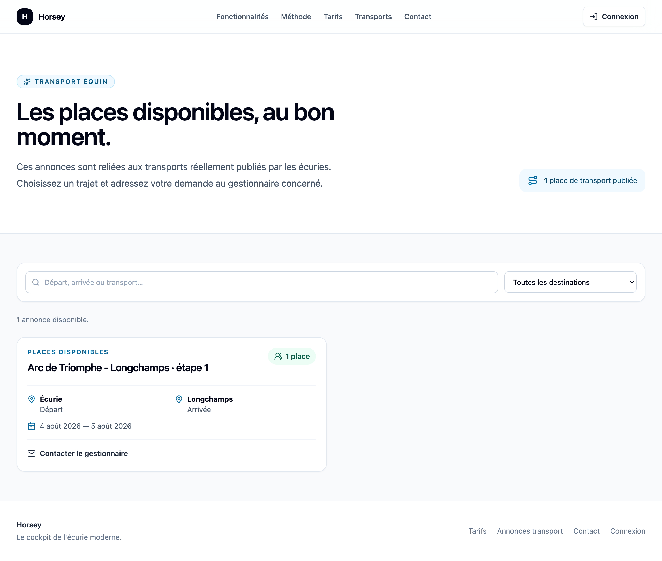 Capture des annonces de transport Horsey